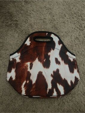 Western Cowhide Print Neoprene Lunch Tote Bag